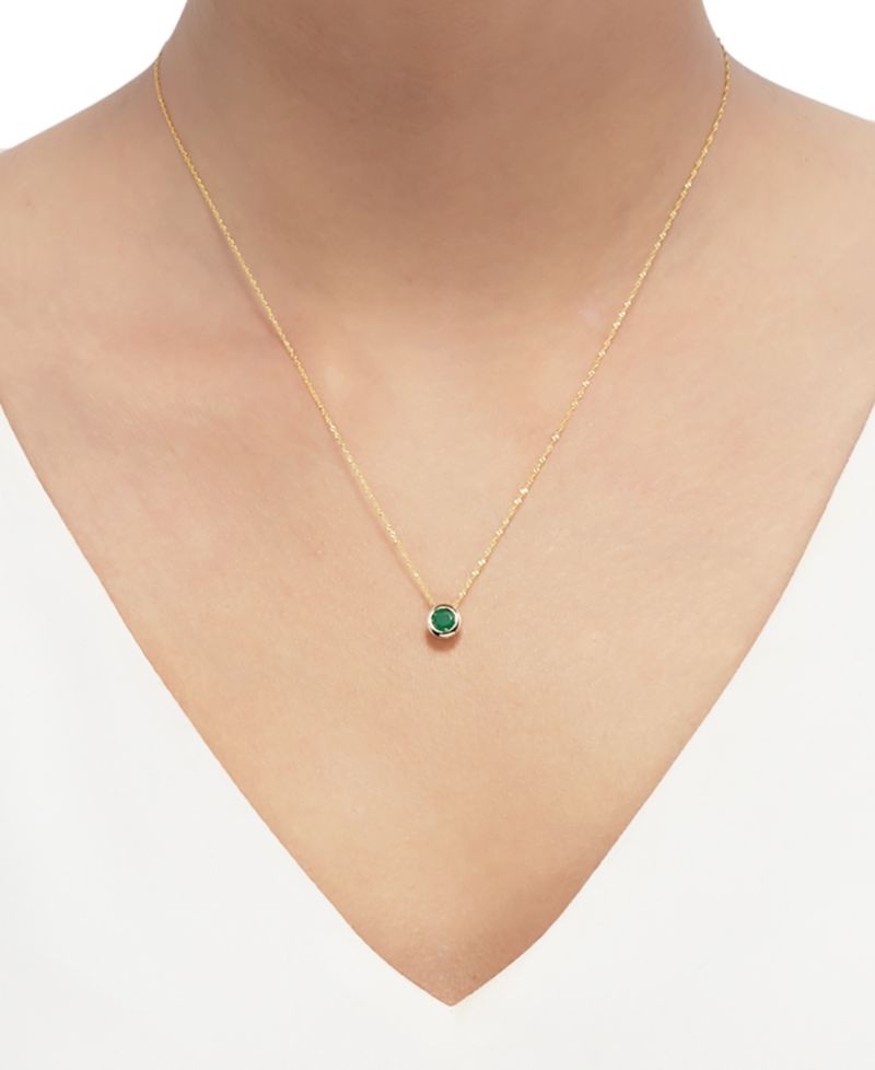 Birthstone 18" Bezel Pendant Necklace in 14k Gold