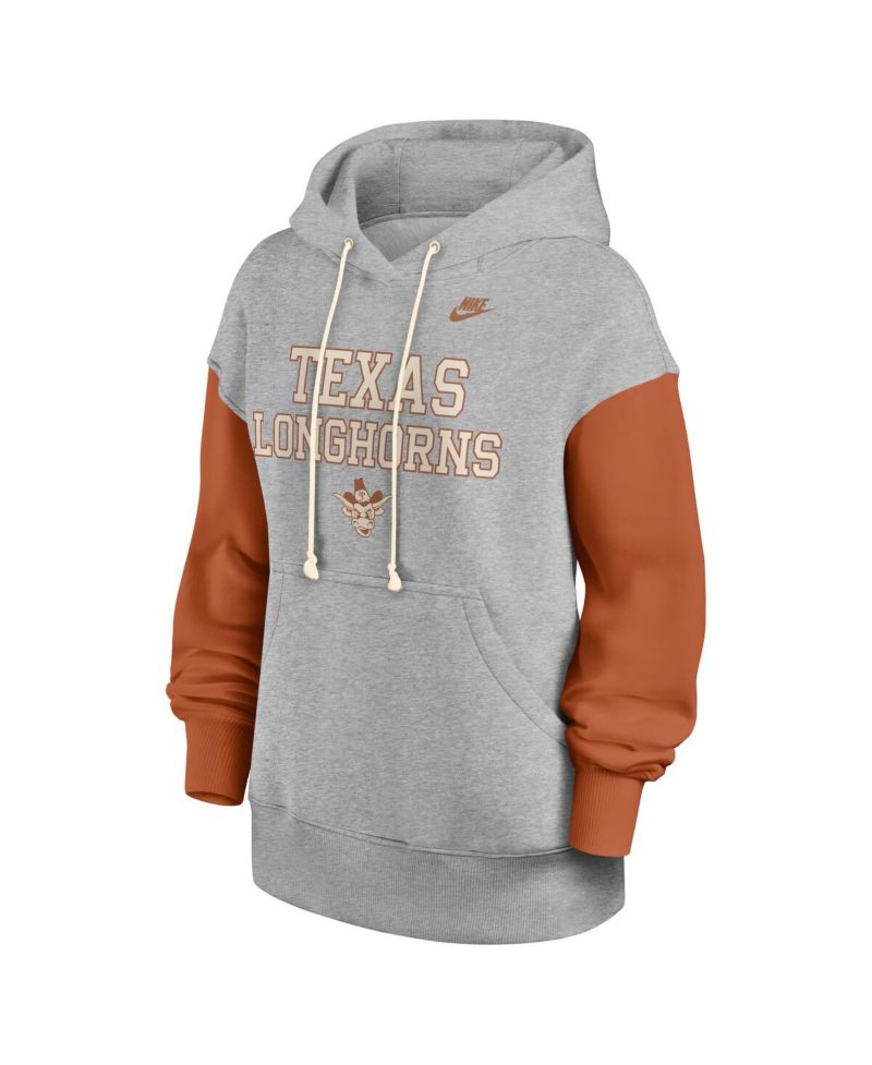 Women's Heather Gray/Texas Orange Texas Longhorns Oversized Legacy Phoenix Pullover Hoodie