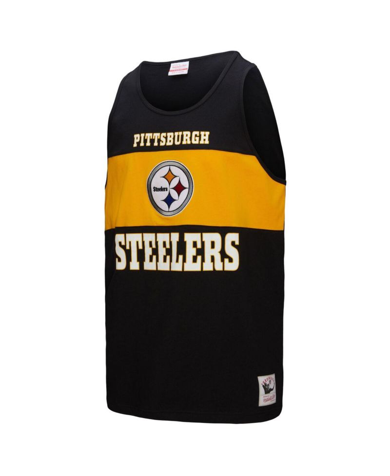 Men's Black Pittsburgh Steelers Retro Color Block Tank Top