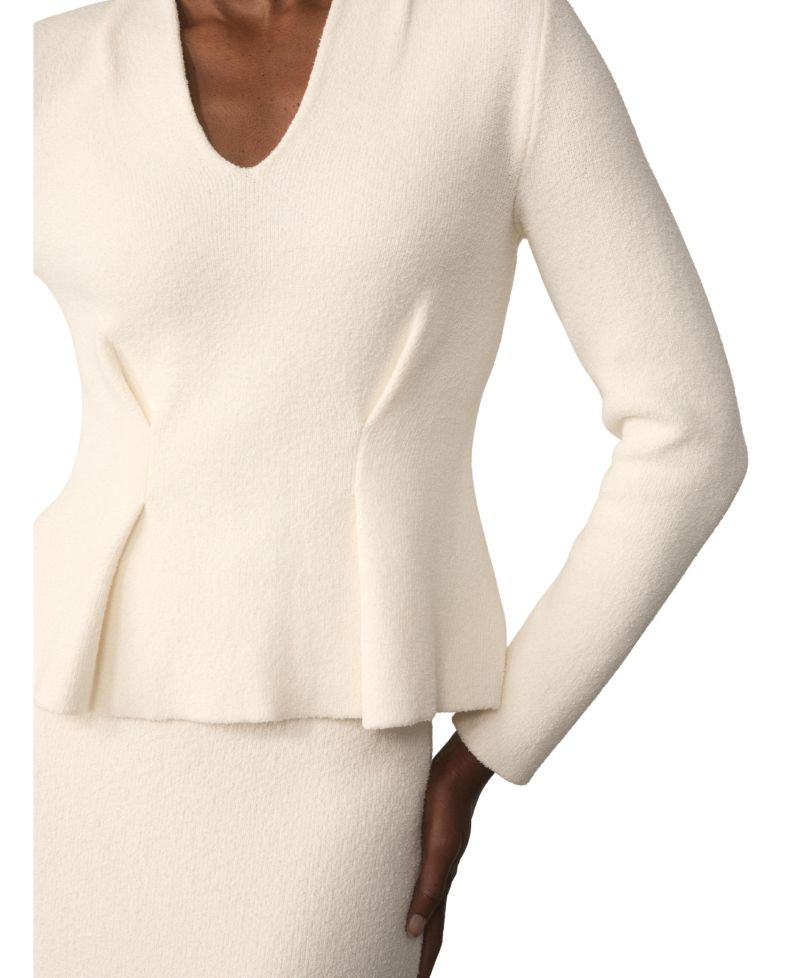 Women's Roveta Peplum V-Neck Long-Sleeve Cotton-Blend Top