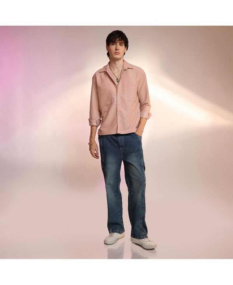 Men's Chevron-Woven Utility Shirt