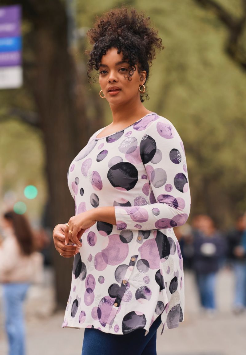 Women's Plus Size Leisure Button Tunic