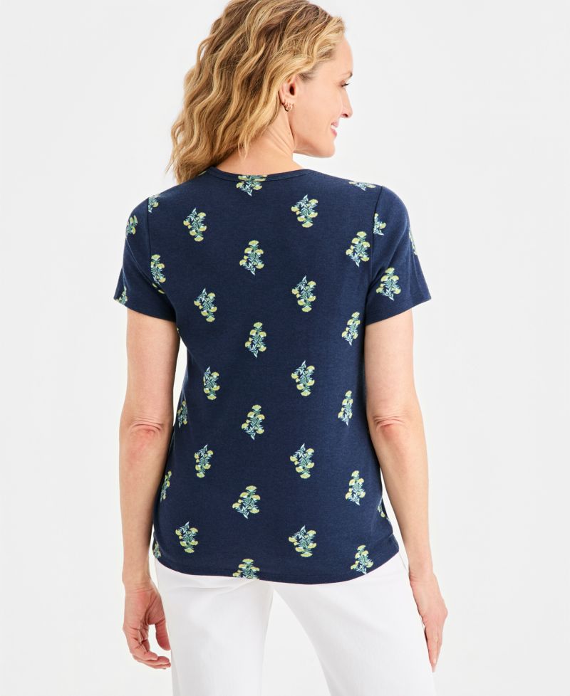 Petite V-Neck Floral T-Shirt