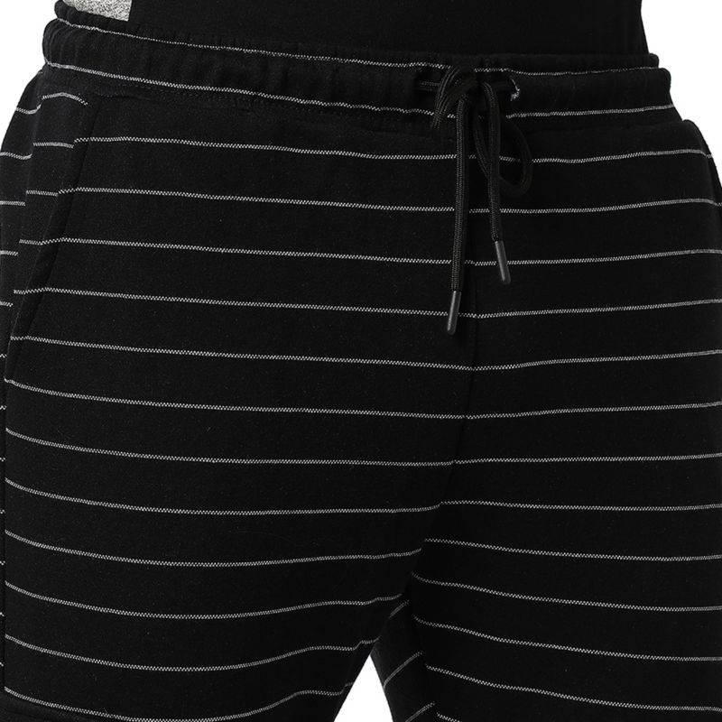 Men's Black Horizontal Striped Casual Joggers