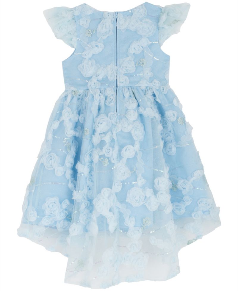Girls' 2T-6X Rose Soutache Flutter-Sleeve Dress