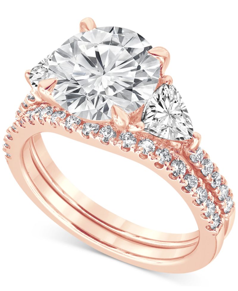 Certified Lab Grown Diamond Round Three Stone Bridal Set (4-1/4 ct. t.w.) in 14k Gold
