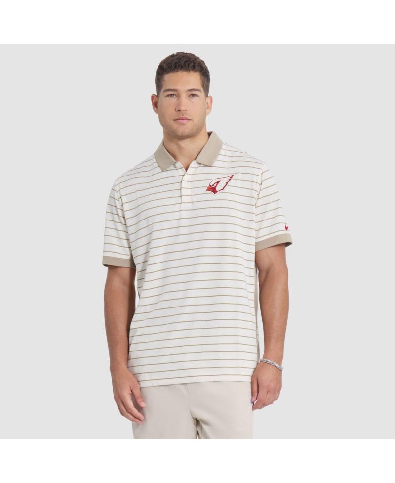 Men's Natural Arizona Cardinals 2025 Rivalries Collection Sideline Victory Striped Dri-FIT Polo Shirt