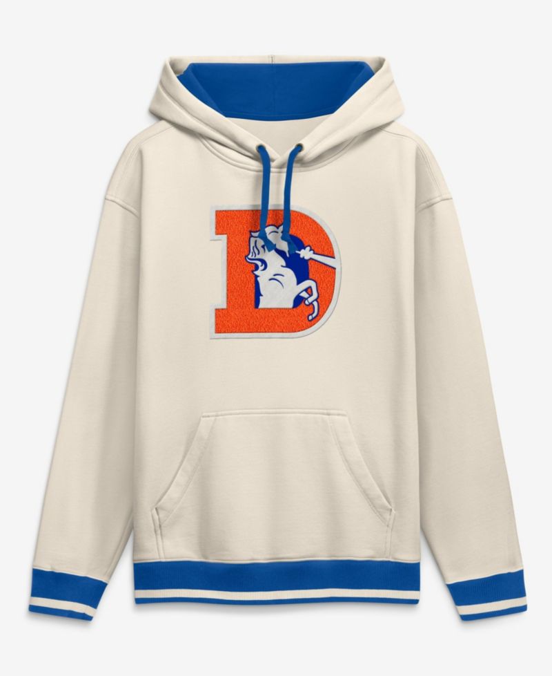 Men's Cream Denver Broncos Chenille Heavyweight Fleece Hoodie