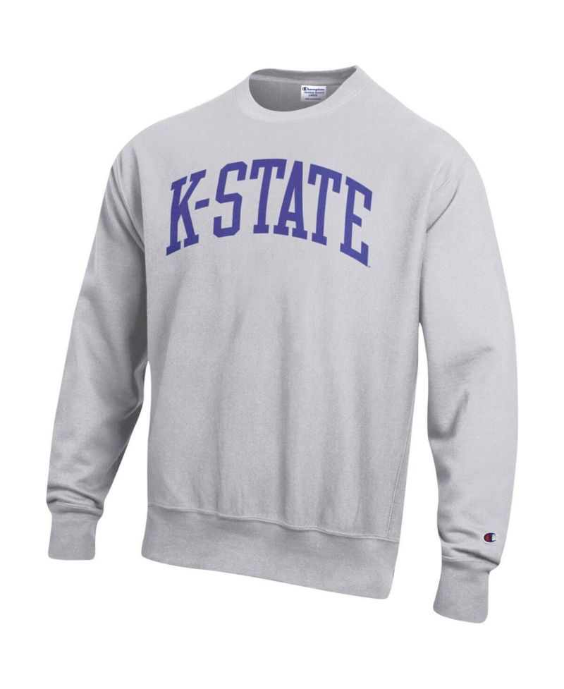 Men's Heathered Gray Kansas State Wildcats Arch Reverse Weave Pullover Sweatshirt
