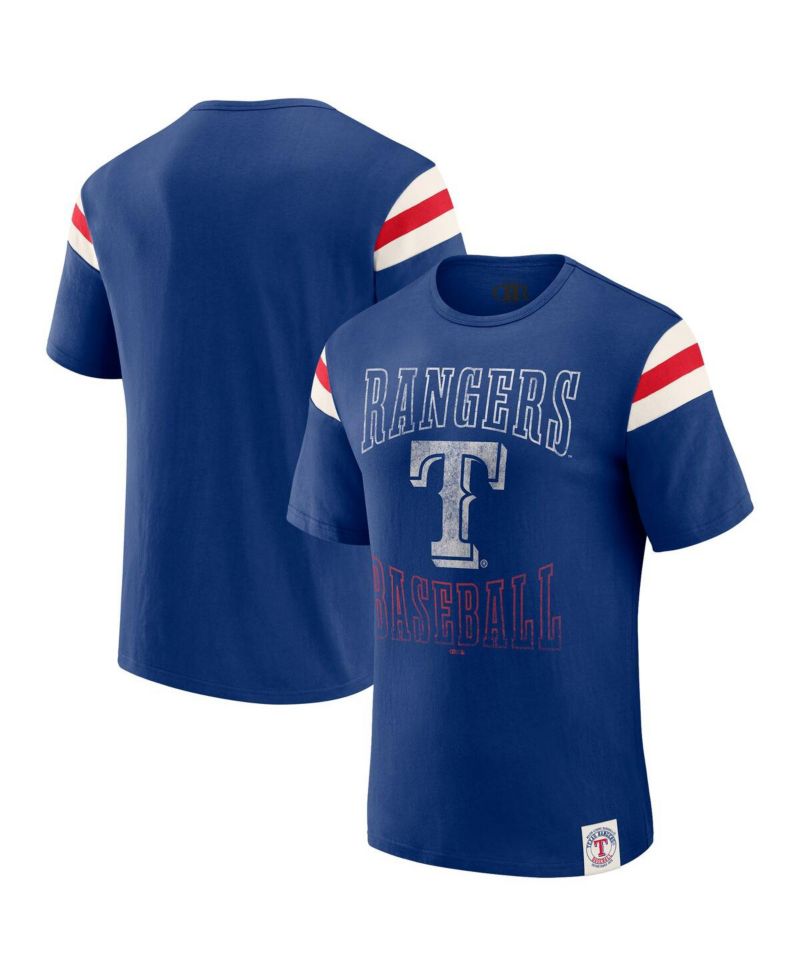 Men's Royal Texas Rangers Distressed Sleeve Stripe T-Shirt