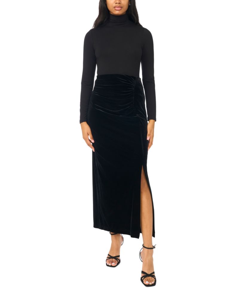 Petite Velvet High-Waisted Maxi Skirt