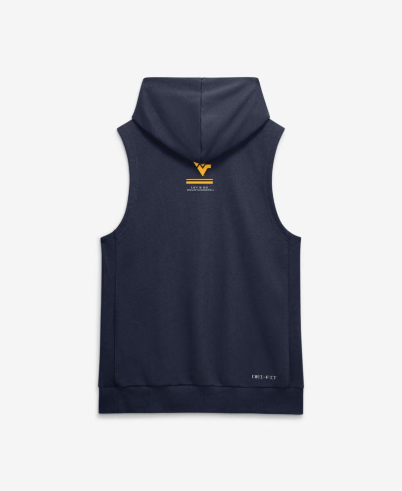 Men's Navy West Virginia Mountaineers 2026 Sideline Sleeveless Dri-FIT Hoodie