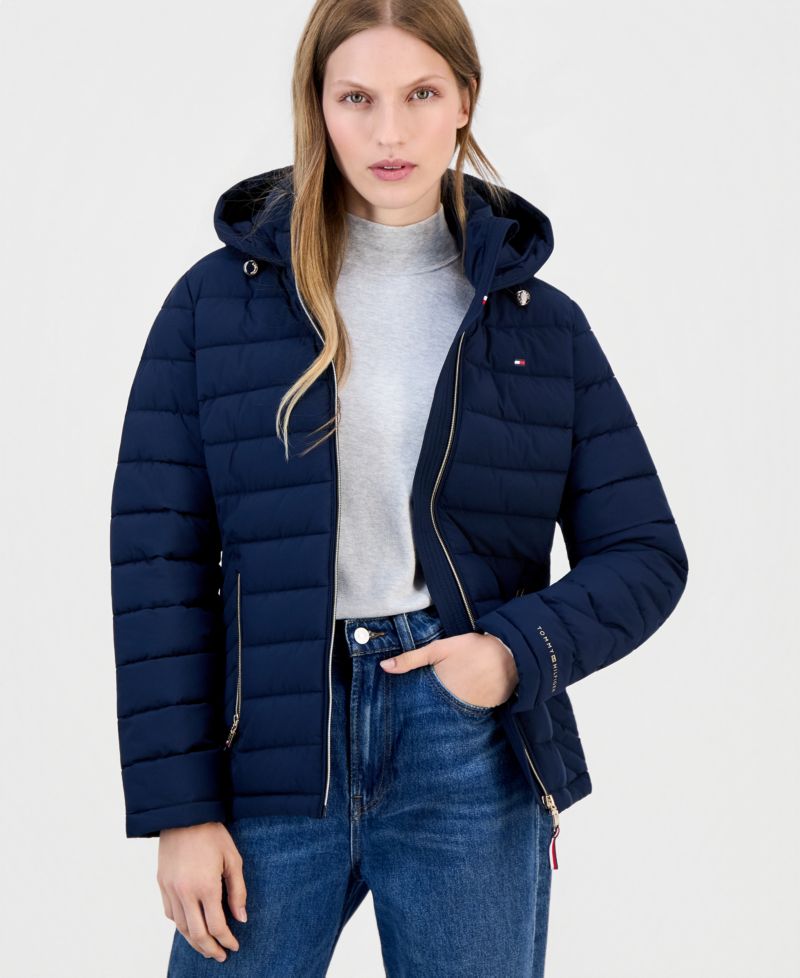 Women's Petite Hooded Packable Quilted Puffer Coat