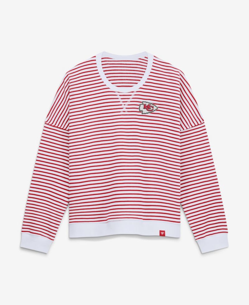 Women's Kansas City Chiefs Oversized French Terry Striped Sweatshirt