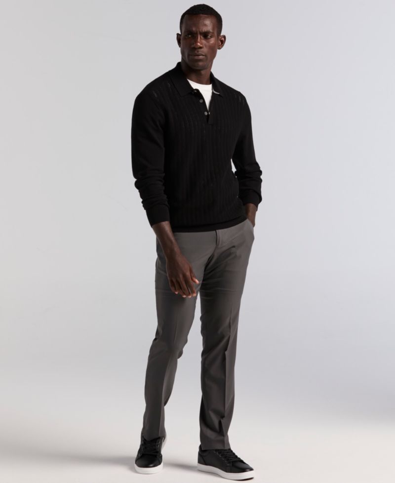 Men's Textured Front Polo Sweater