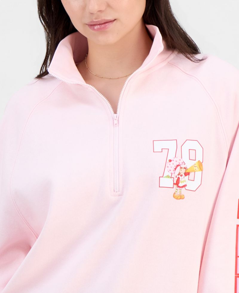 Juniors' Quarter-Zip Long-Sleeve Fleece Sweatshirt