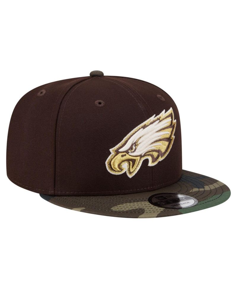 Men's Dark Brown Philadelphia Eagles Burnt Wood Camo 9FIFTY Snapback Hat