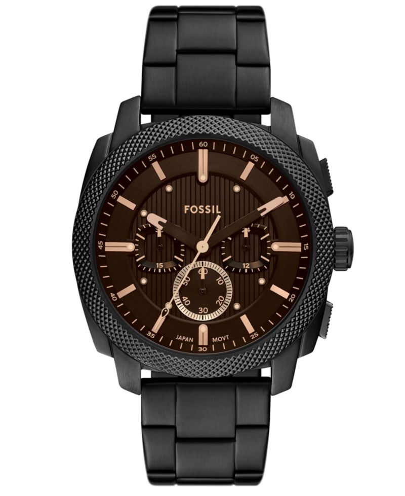 Men's Machine Chronograph Black Stainless-Steel Watch, 44mm
