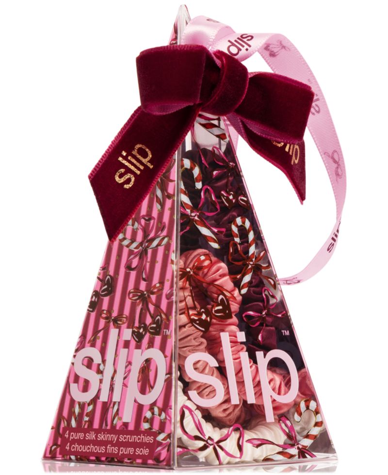4-Pc. Pure Silk Candy Cane Skinny Scrunchies Set