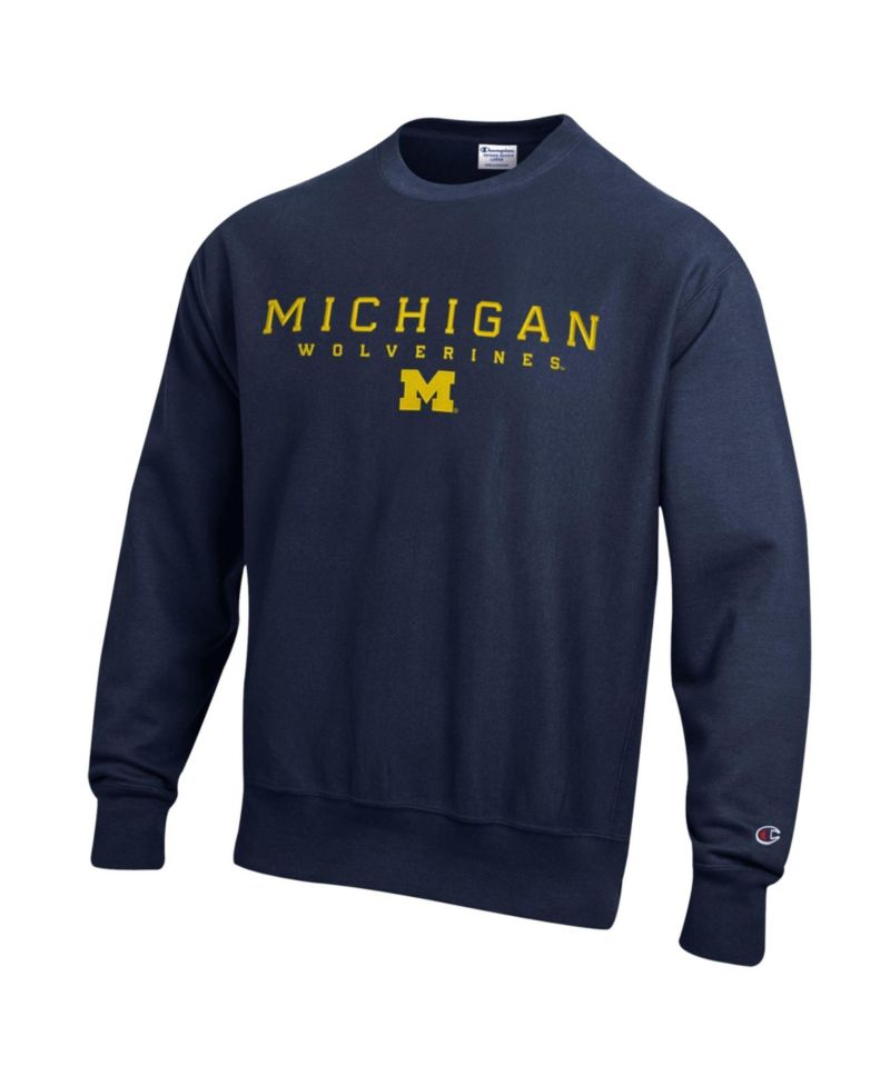 Men's Navy Michigan Wolverines Relentless Reverse Weave Sweatshirt