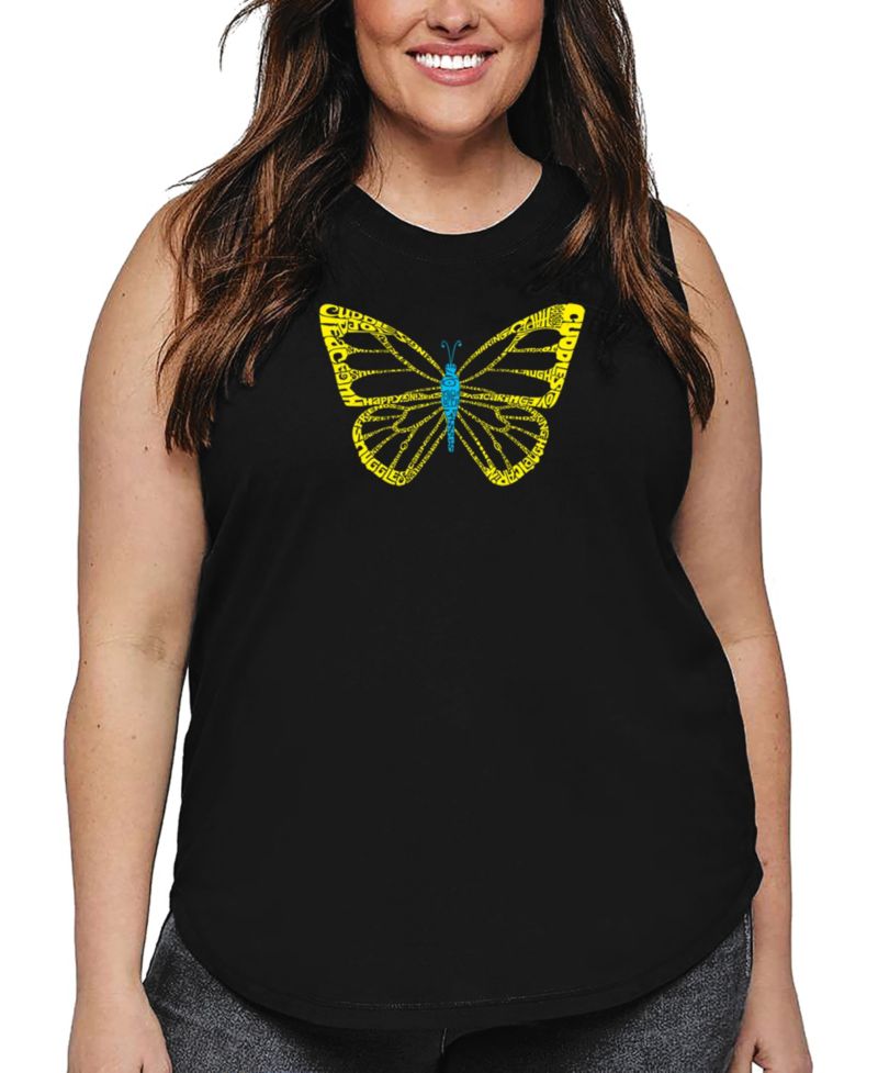 Plus Size Butterfly Word Art Tank Top