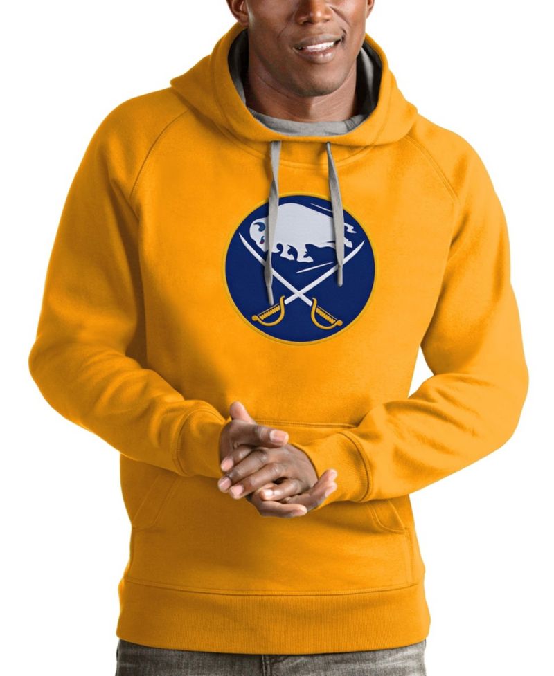 Men's Gold Buffalo Sabres Logo Victory Pullover Hoodie