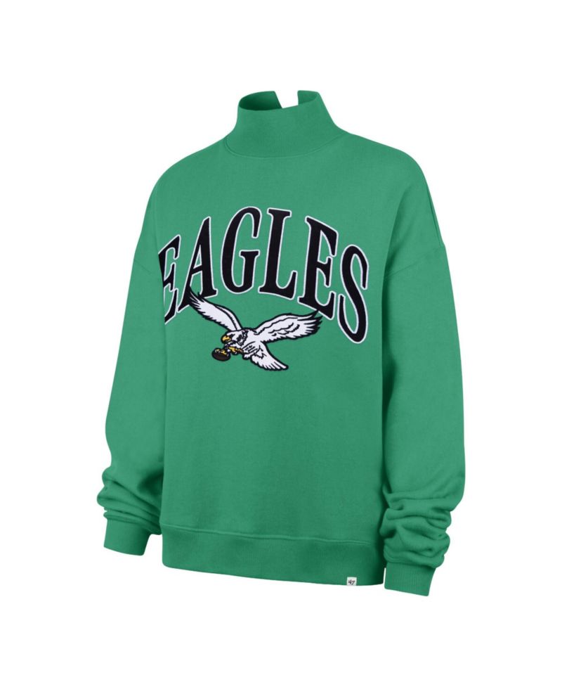 47 Brand Women's Kelly Green Philadelphia Eagles Oversized Vantage Mock Neck Sweatshirt