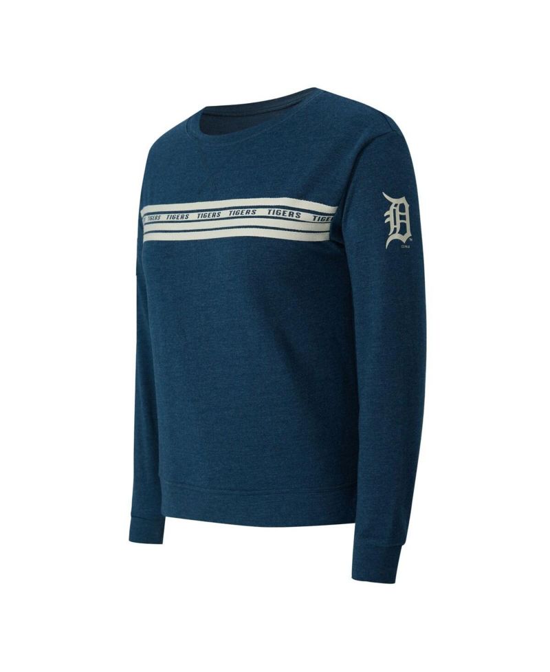 Women's Navy Detroit Tigers Birch French Terry Long Sleeve T-Shirt