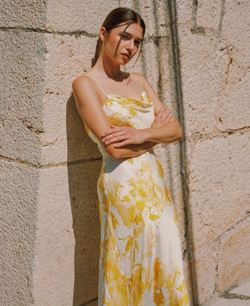 Women's Printed Cowl Neck Dress