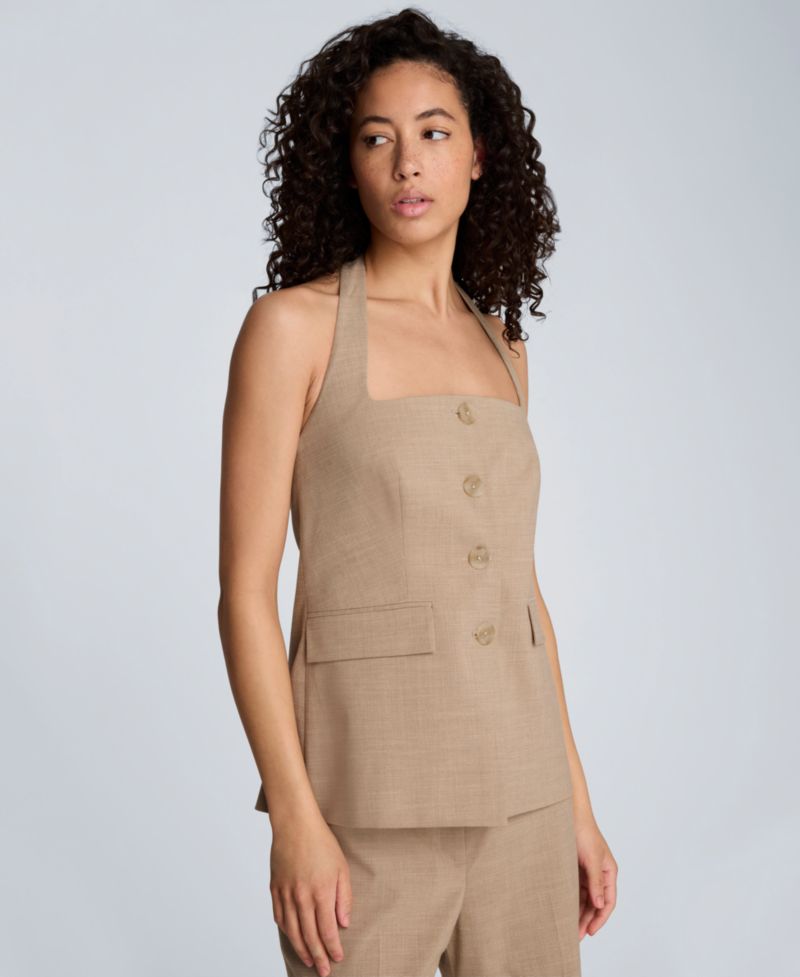 Women's Four-Button Halter Neck Vest