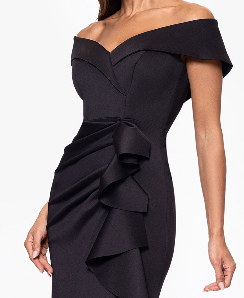 Women's Scuba Off-The-Shoulder Gown
