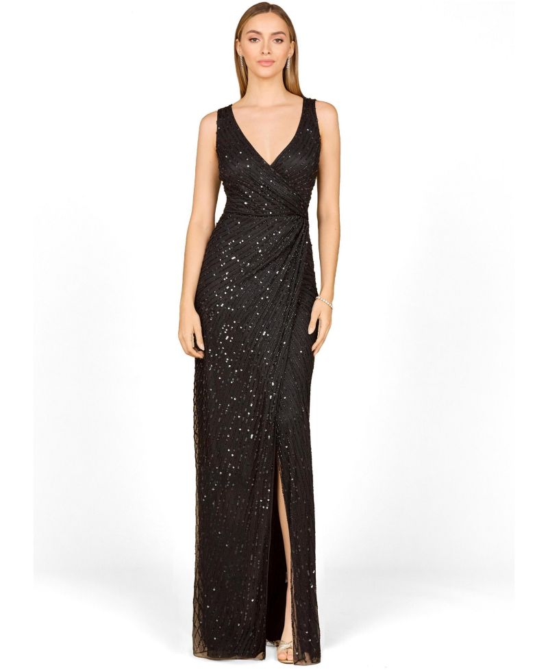 Women's Beaded Gown with Slit