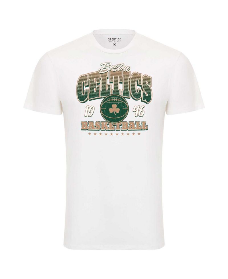 Men's and Women's White Boston Celtics Bingham Super Soft T-Shirt