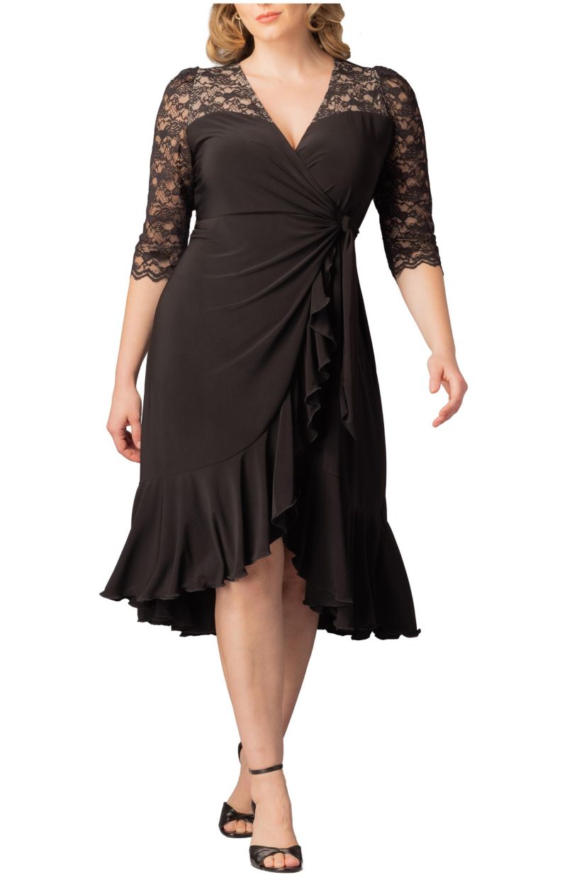 Plus Size Lavish Lace Wrap Dress