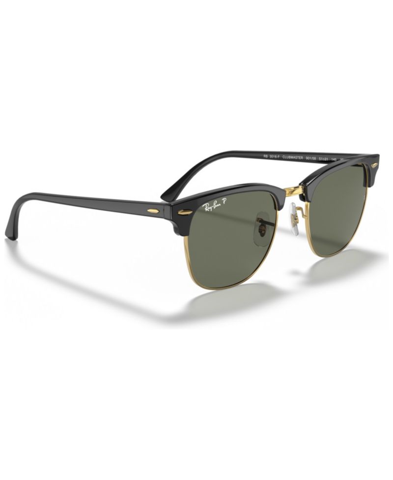 Unisex Polarized Low Bridge Fit Sunglasses, RB3016F CLUBMASTER CLASSIC 55