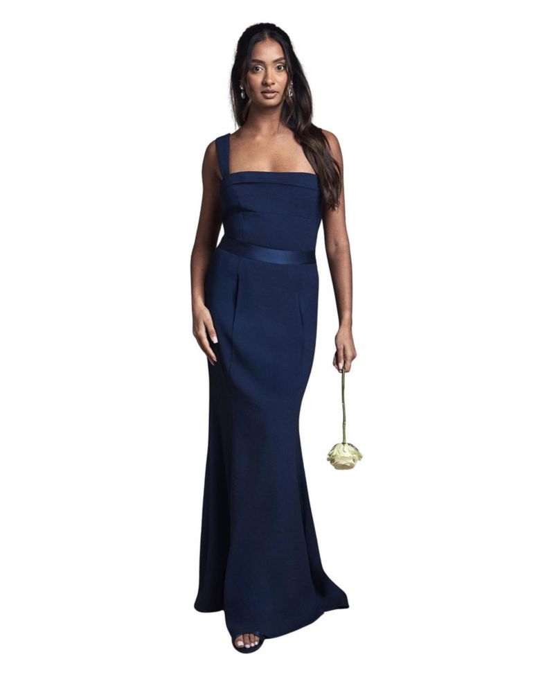 Women's Square Neck Satin Maxi Dress