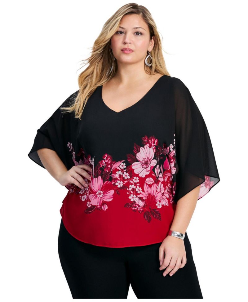 Women's Plus Size Love Story Overlay Blouse