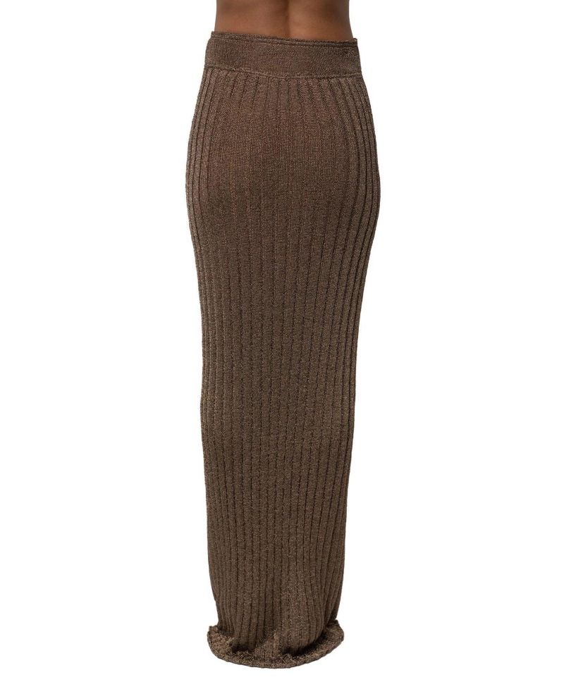 Women's High-Waisted Metallic Ribbed Maxi Skirt