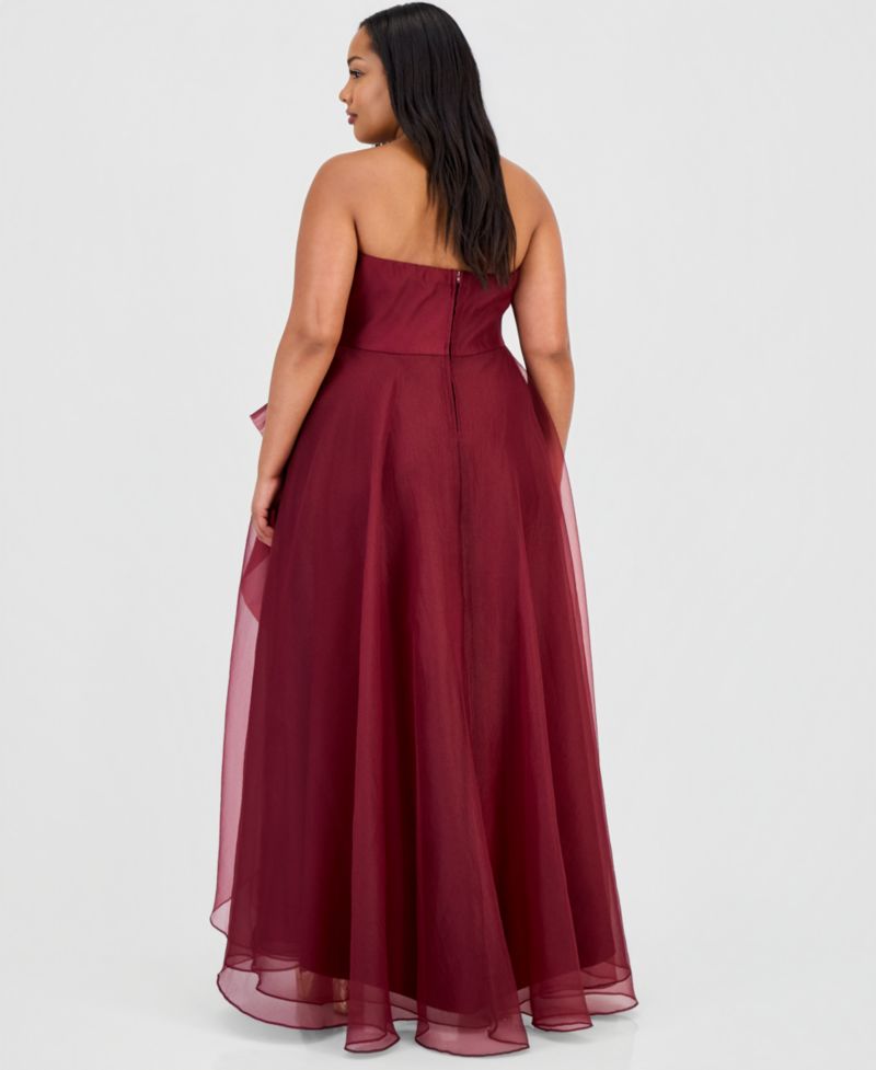 Trendy Plus Size Ruffled Strapless Gown