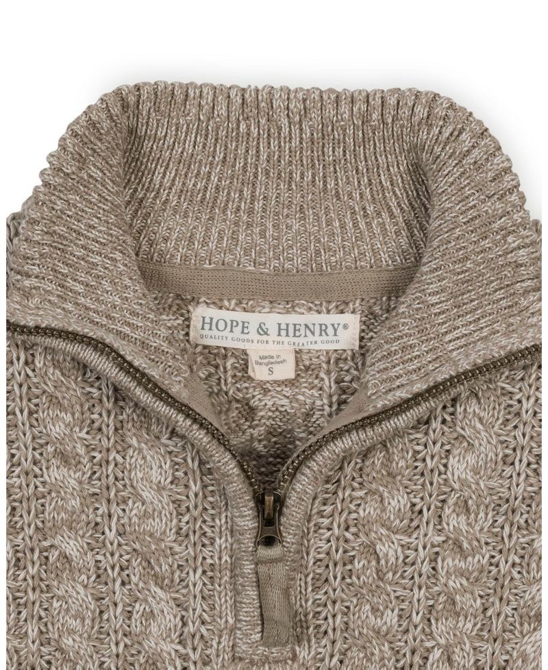 Hope and Henry Little and Big Boys' Organic Long Sleeve Half Zip Cable Pullover Sweater