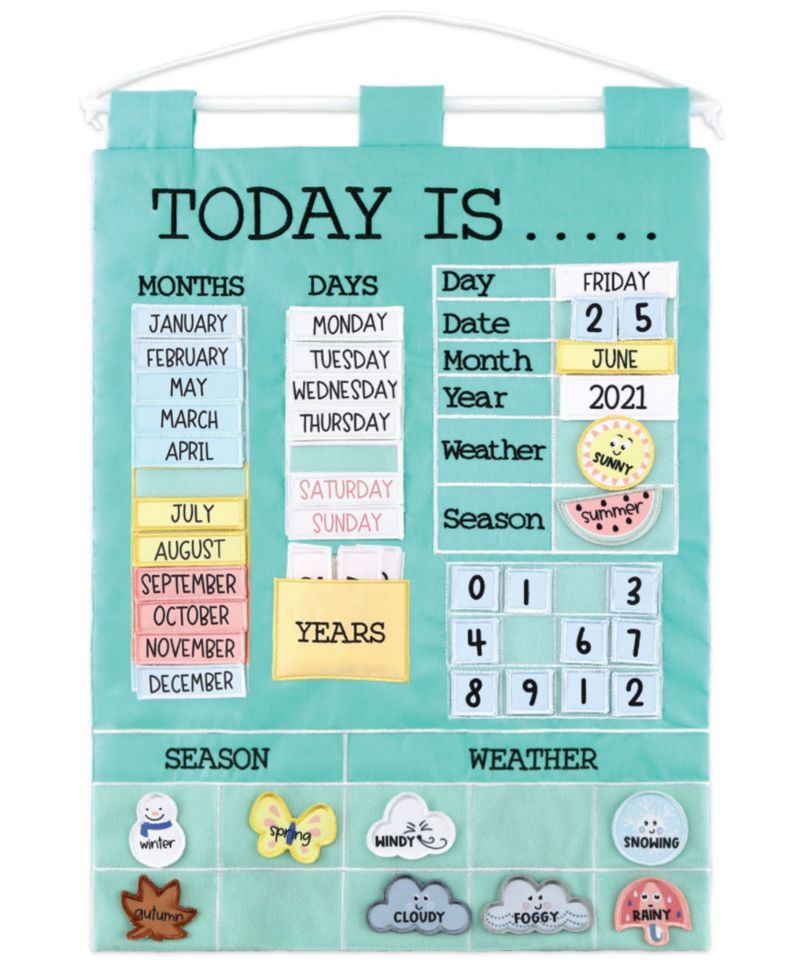 Toddler Children's Learning Calendar, Teal