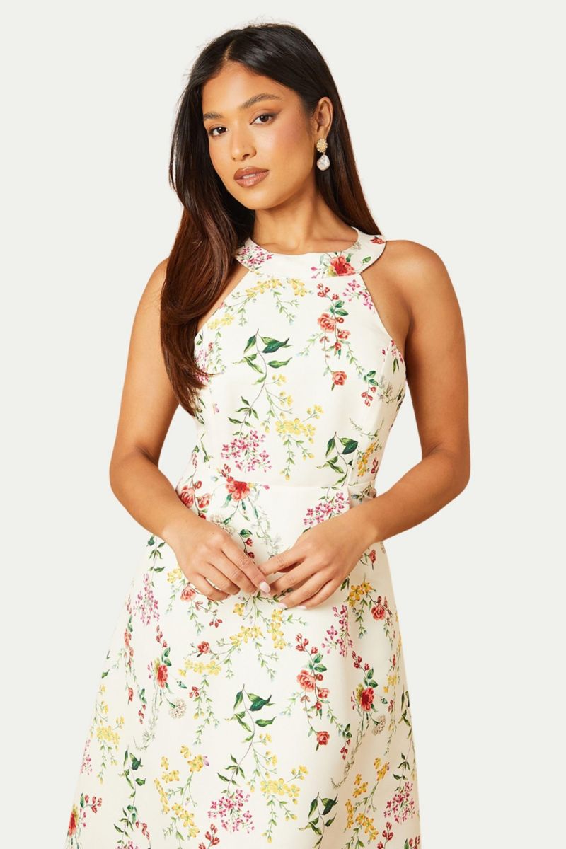 Women's Ottoman Twill Halter Midi Dress