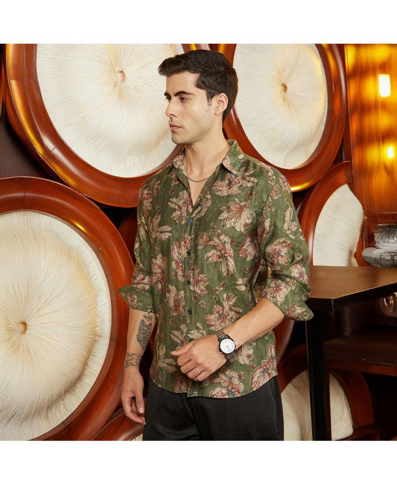 Men's Olive Green Withering-Bloom Shirt