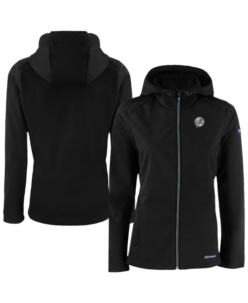 Women's Black New York Yankees Evoke Eco Softshell Full-Zip Hoodie Jacket