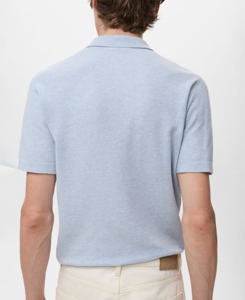 Men's Structured Knitted Slim-Fit Polo Shirt