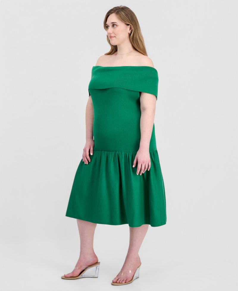 Trendy Plus Size Marilyn Off-The-Shoulder Dress