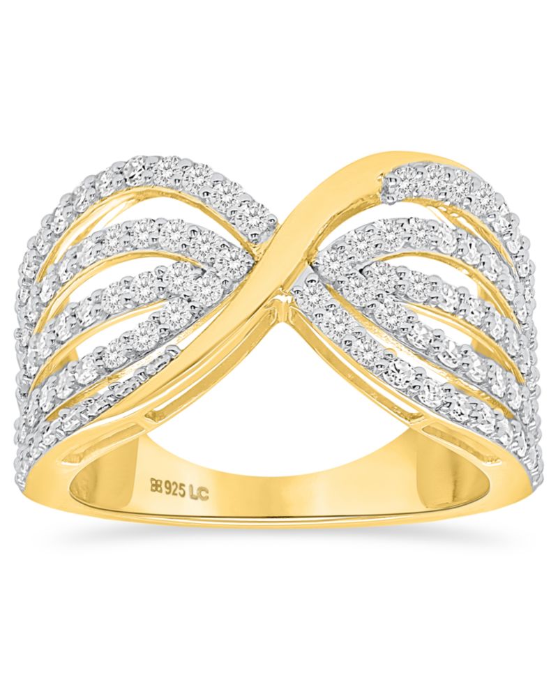 Lab-Grown Diamond Crisscross Multi-Row Ring (1 ct. t.w.) in Sterling Silver (Also in 14k Gold-Plated Sterling Silver)