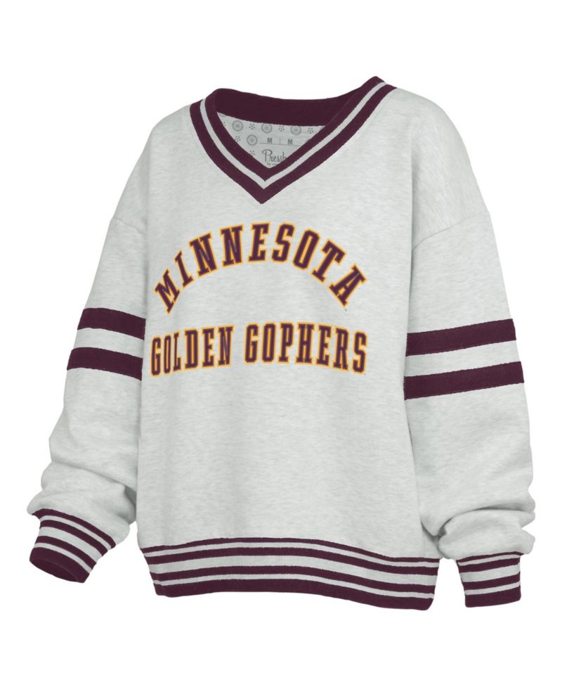Women's Minnesota Golden Gophers Tackle Twill Oates Oversized-Fit V-Neck Sweatshirt