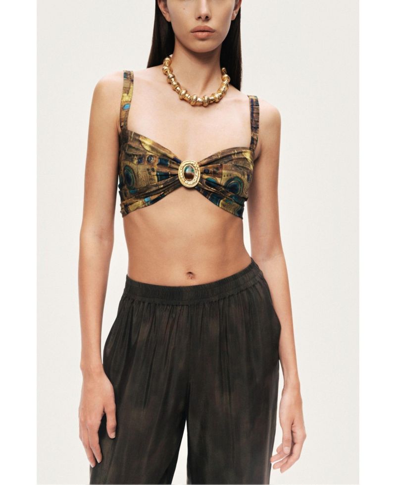 Women's Printed Ring Detail Crop Top