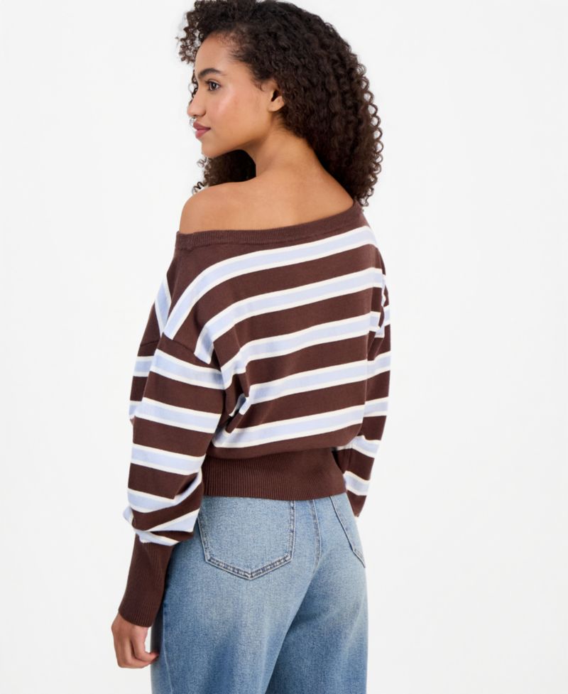Juniors' Off-The-Shoulder Dropped-Sleeve Sweater